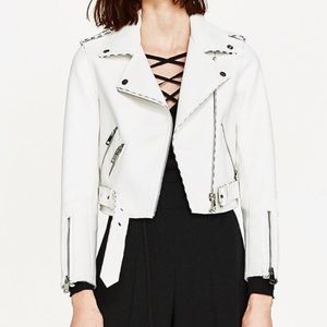 Zara White Leather Jacket